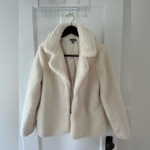 White faux fur bomber jacket